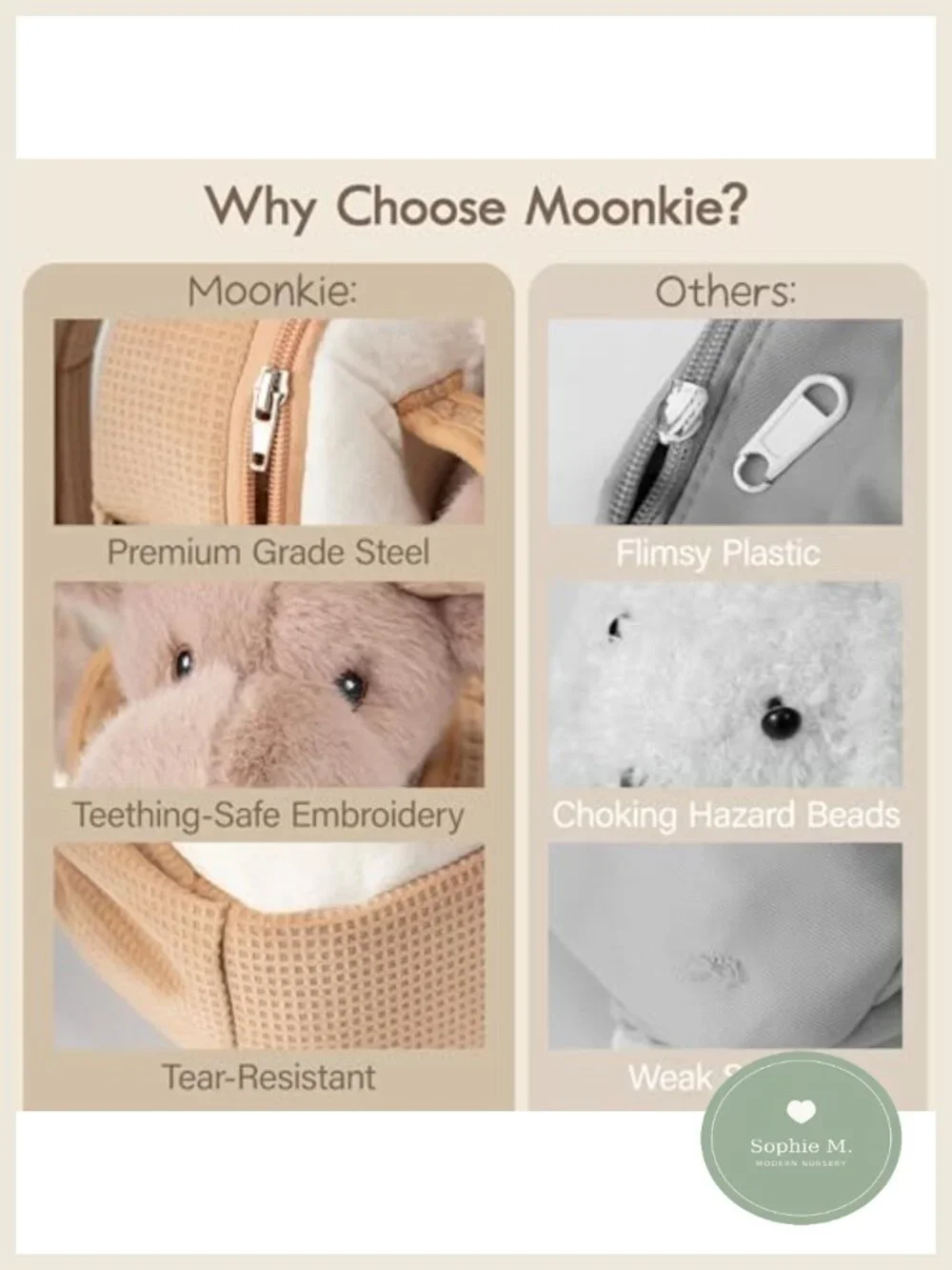 Moonkie Reindeer Toddler Backpack Plush Take-Along Toy Soft Travel Daycare